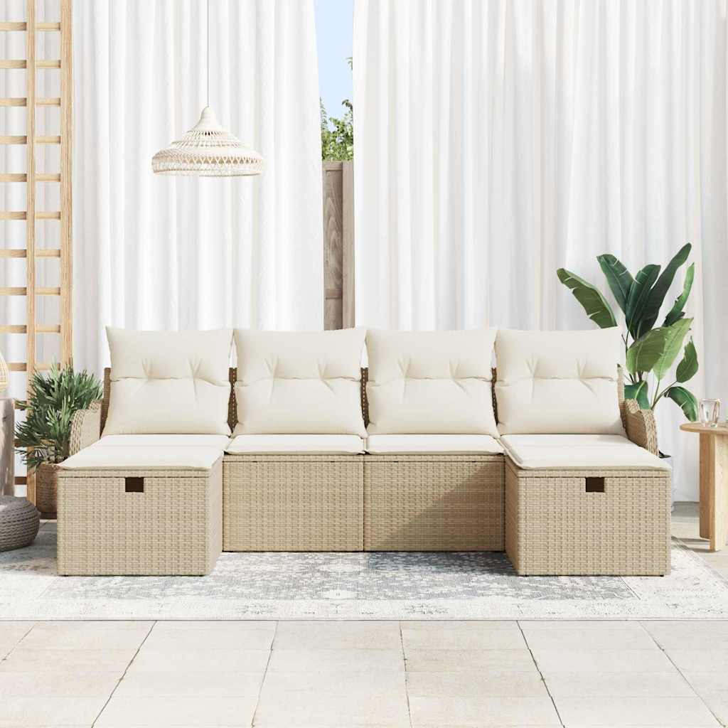 Conjunto de Sofá de Jardim 6 pcs bege e creme 231 x 117 x 85 cm
