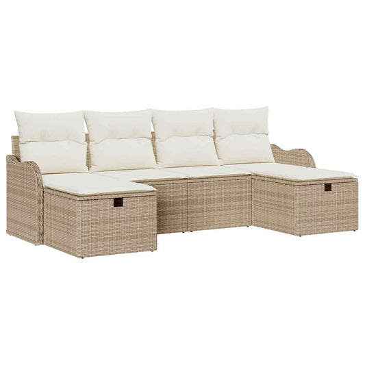 Conjunto de Sofá de Jardim 6 pcs bege e creme 231 x 117 x 85 cm