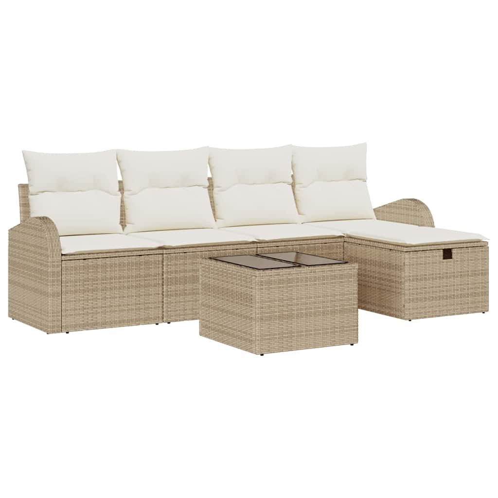 Conjunto de Sofá de Jardim 6 pcs bege e creme 234 x 117 x 85 cm