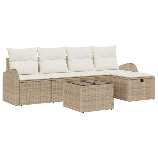 Conjunto de Sofá de Jardim 6 pcs bege e creme 234 x 117 x 85 cm