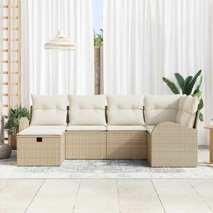 Conjunto de Sofá de Jardim 6 pcs bege e creme 234 x 124 x 85 cm