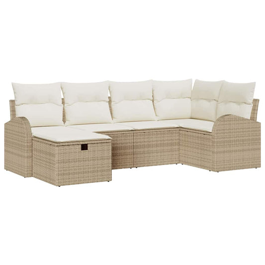 Conjunto de Sofá de Jardim 6 pcs bege e creme 234 x 124 x 85 cm