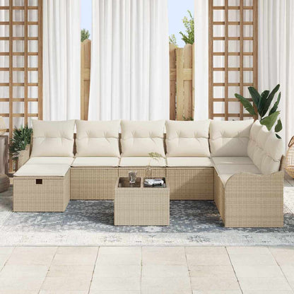 Conjunto de Sofá de Jardim 9 pcs bege e creme 289 x 179 x 85 cm