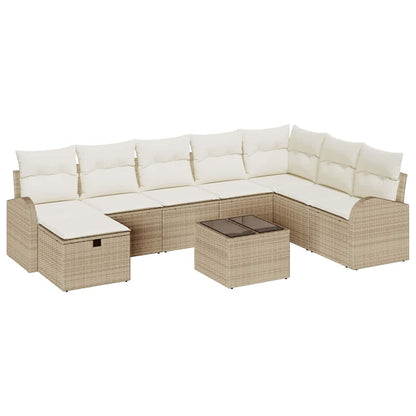 Conjunto de Sofá de Jardim 9 pcs bege e creme 289 x 179 x 85 cm