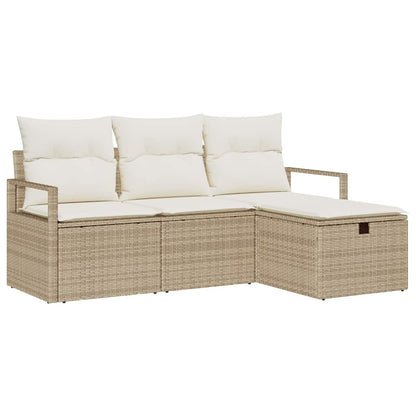 Conjunto de Sofá de Jardim 4 pcs bege e creme 175 x 117 x 85 cm
