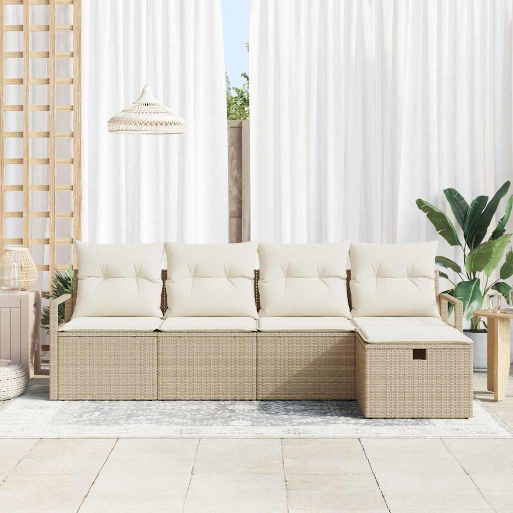 Conjunto de Sofá de Jardim 5 pcs bege e creme 230 x 117 x 85 cm