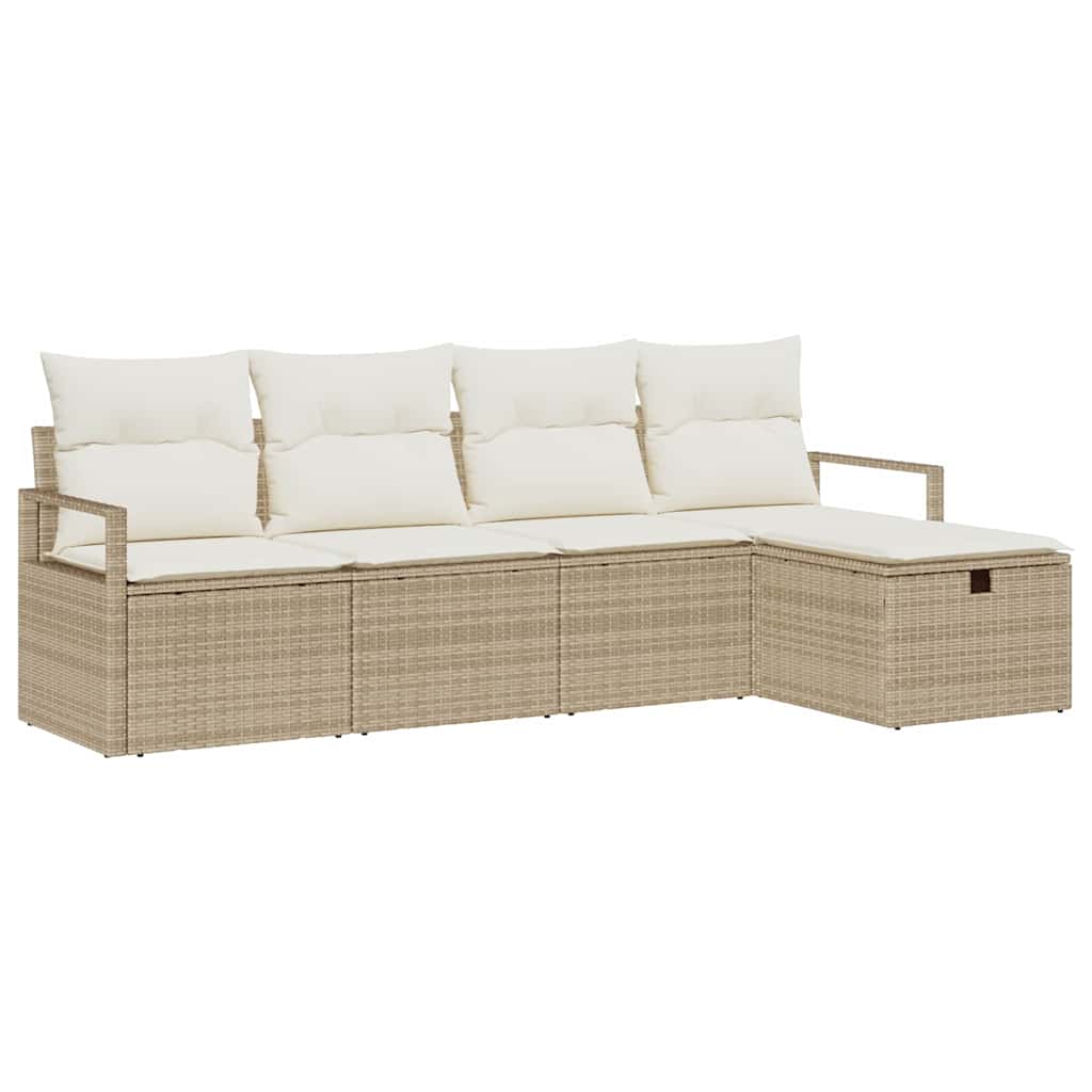 Conjunto de Sofá de Jardim 5 pcs bege e creme 230 x 117 x 85 cm