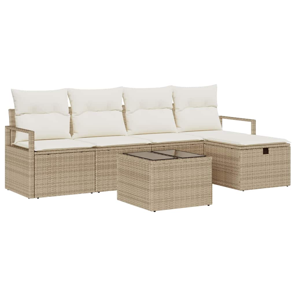 Conjunto de Sofá de Jardim 6 pcs bege e creme 230 x 117 x 85 cm