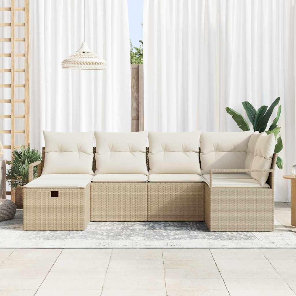 Conjunto de Sofá de Jardim 6 pcs bege e creme 232 x 122 x 85 cm