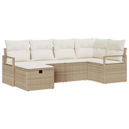 Conjunto de Sofá de Jardim 6 pcs bege e creme 232 x 122 x 85 cm