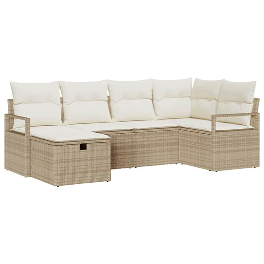 Conjunto de Sofá de Jardim 6 pcs bege e creme 232 x 122 x 85 cm