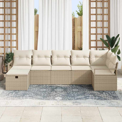Conjunto de Sofá de Jardim 7 pcs bege e creme 287 x 122 x 85 cm