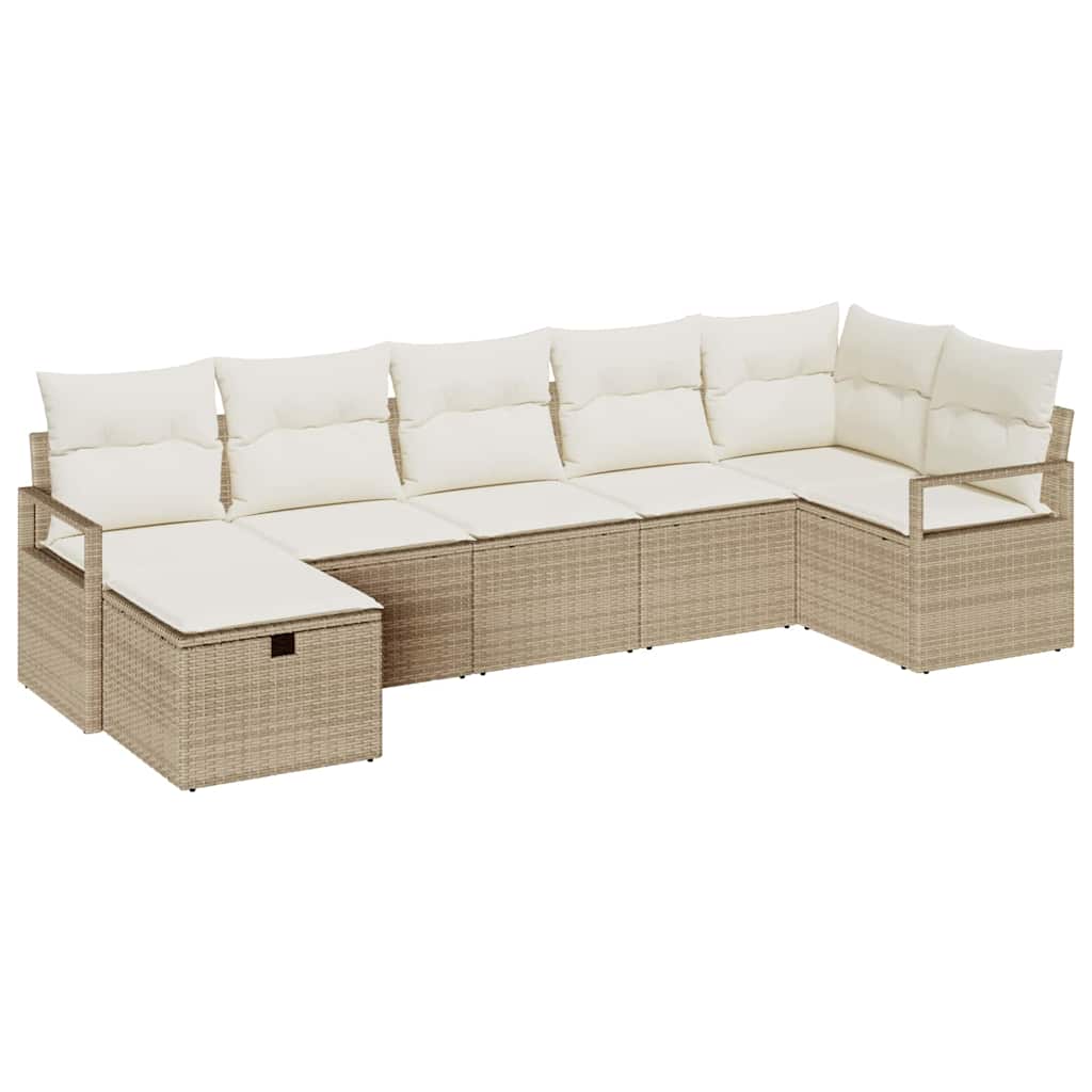 Conjunto de Sofá de Jardim 7 pcs bege e creme 287 x 122 x 85 cm