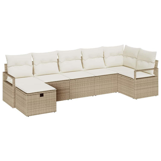 Conjunto de Sofá de Jardim 7 pcs bege e creme 287 x 122 x 85 cm