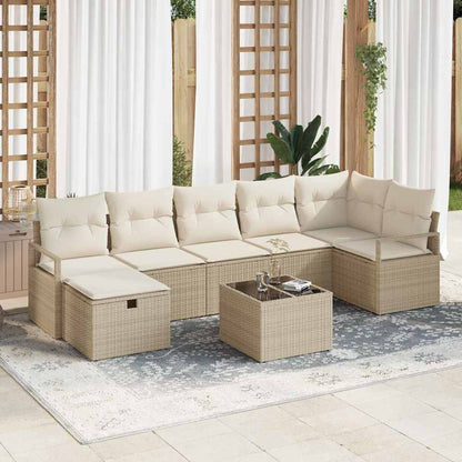 Conjunto de Sofá de Jardim 8 pcs bege e creme 287 x 122 x 85 cm