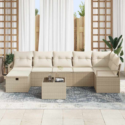 Conjunto de Sofá de Jardim 8 pcs bege e creme 287 x 122 x 85 cm