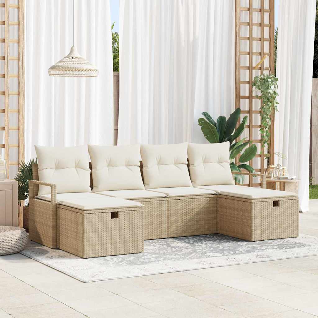 Conjunto de Sofá de Jardim 6 pcs bege e creme 230 x 117 x 85 cm