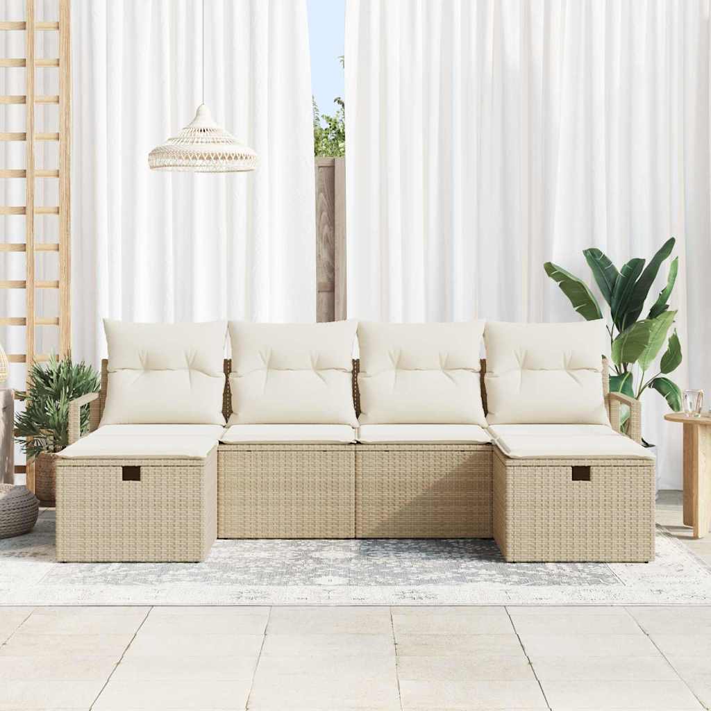 Conjunto de Sofá de Jardim 6 pcs bege e creme 230 x 117 x 85 cm