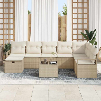 Conjunto de Sofá de Jardim 9 pcs bege e creme 287 x 177 x 85 cm