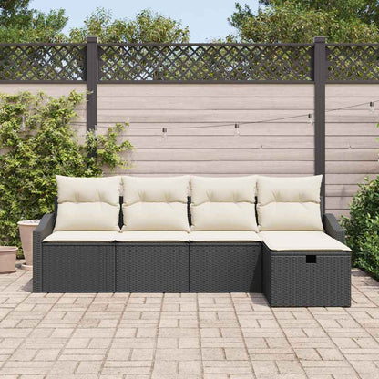 Conjunto de Sofá de Jardim Manual 5 pcs Preto 233 x 117 x 85 cm