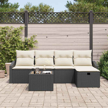 Conjunto de Sofá de Jardim Manual 6 pcs Preto 55 x 55 x 37 cm
