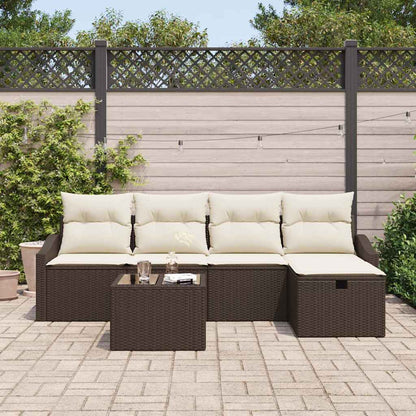 Conjunto de Sofá de Jardim 6 pcs Castanho 55 x 55 x 37 cm