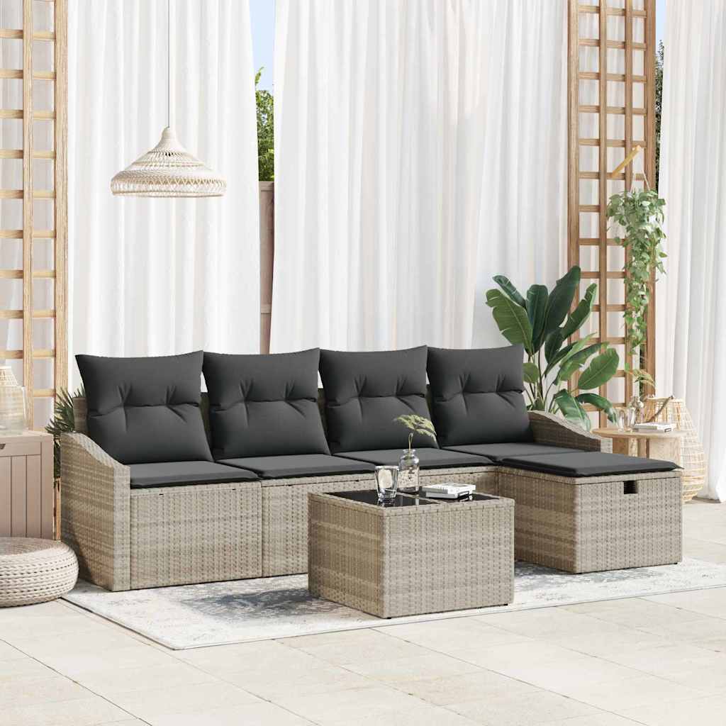 Conjunto de Sofá de Jardim 6 pcs Cinzento-claro 55 x 55 x 37 cm