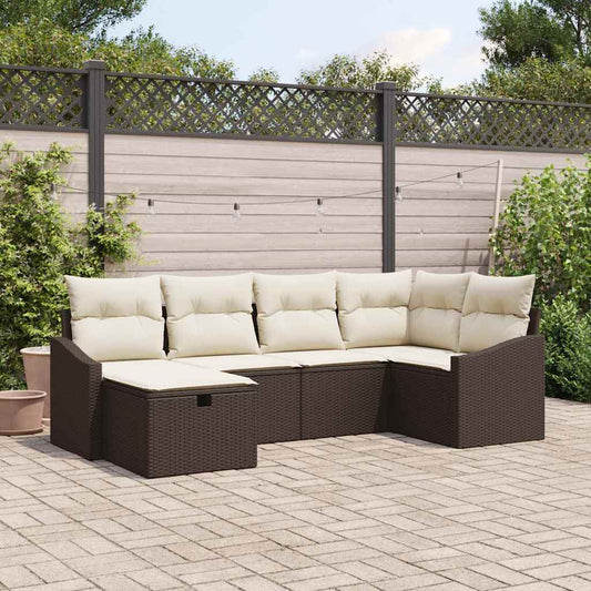 Conjunto de Sofá de Jardim 6 pcs Castanho 55 x 62 x 69 cm