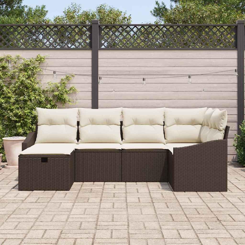 Conjunto de Sofá de Jardim 6 pcs Castanho 55 x 62 x 69 cm