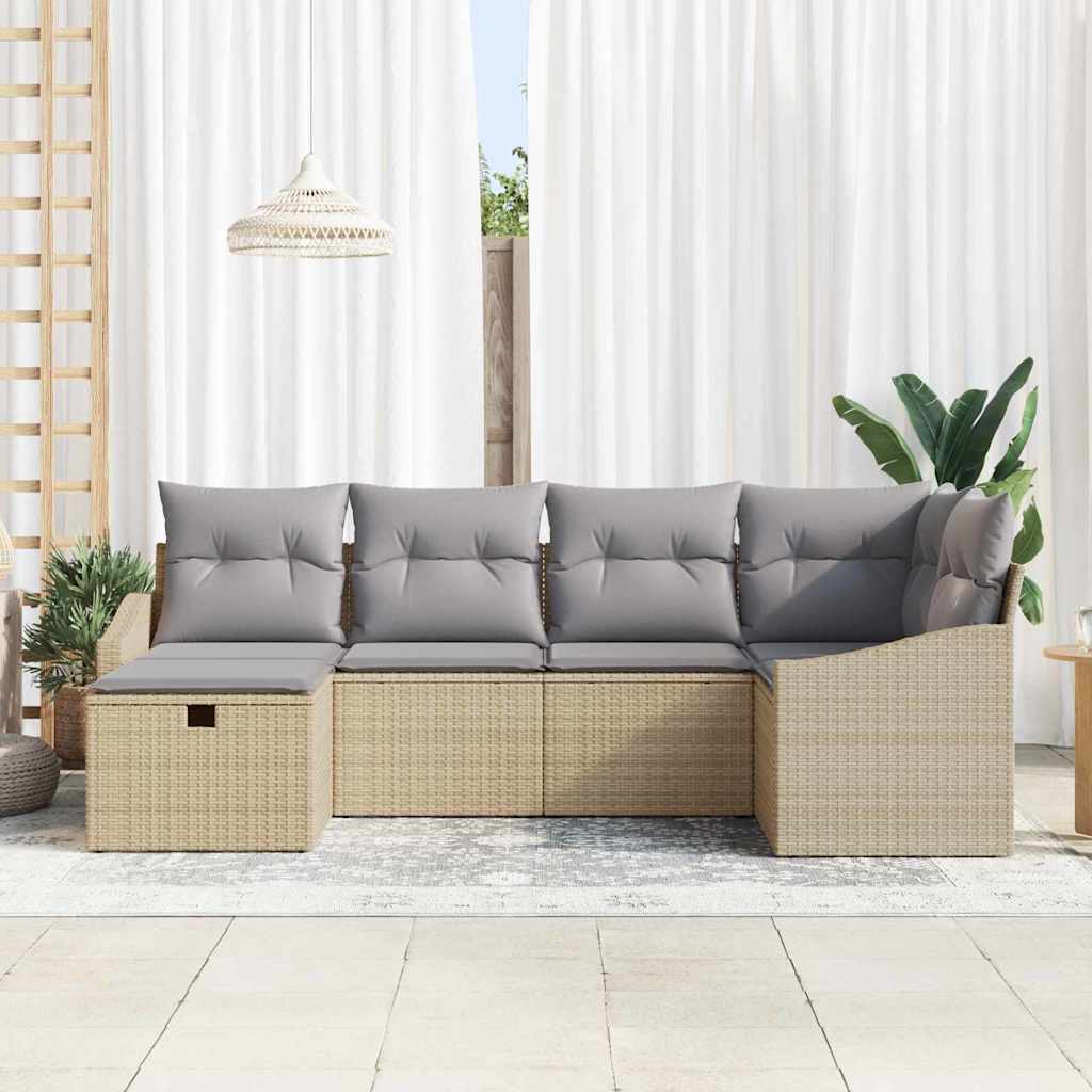 Conjunto de Sofá de Jardim 6 pcs Bege 55 x 62 x 69 cm