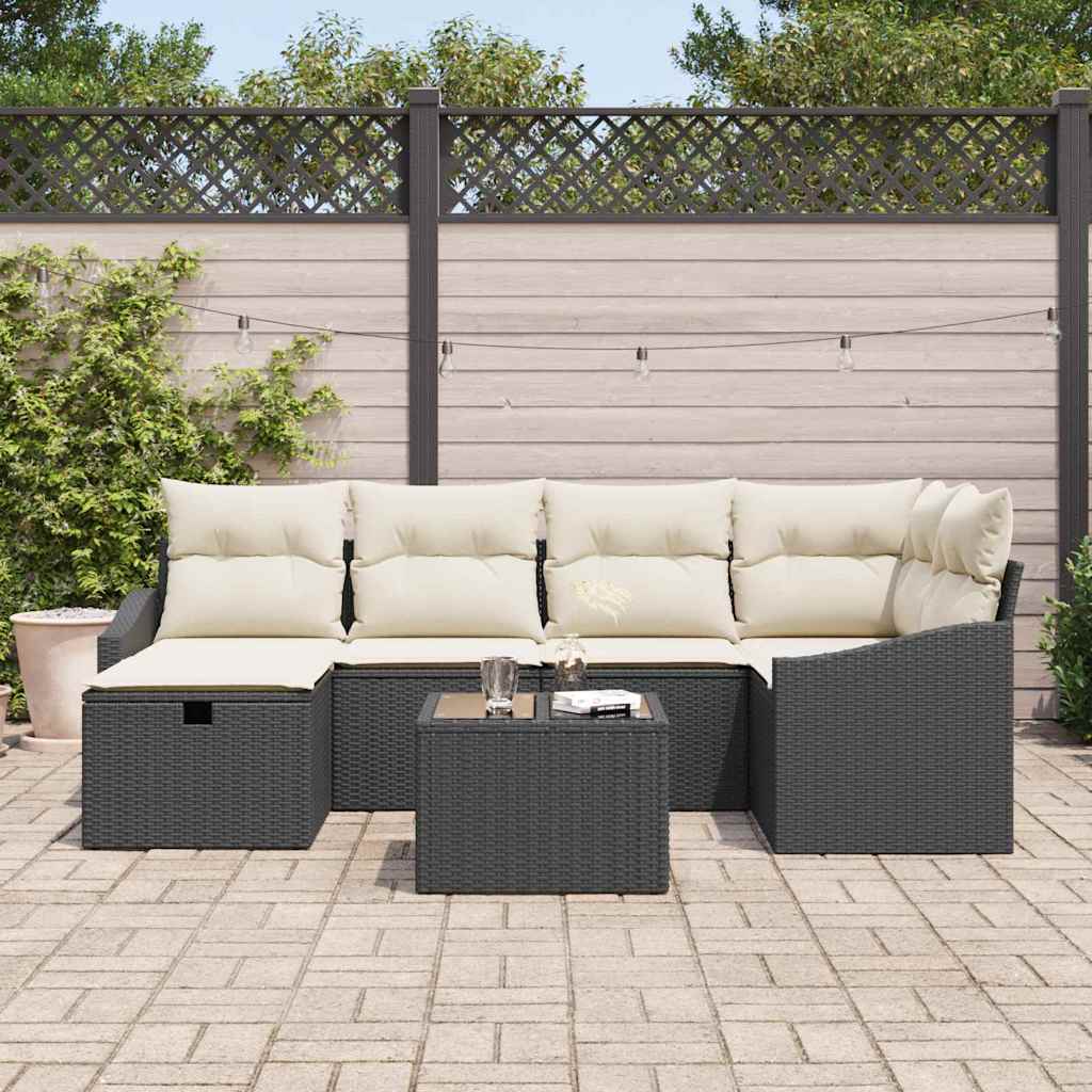 Conjunto de Sofá de Jardim 7 pcs Preto 55 x 62 x 69 cm