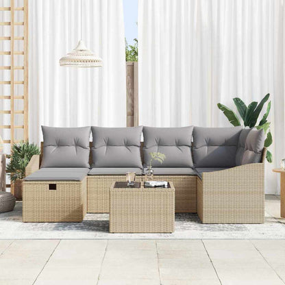 Conjunto de Sofá de Jardim 7 pcs Bege 55 x 62 x 69 cm