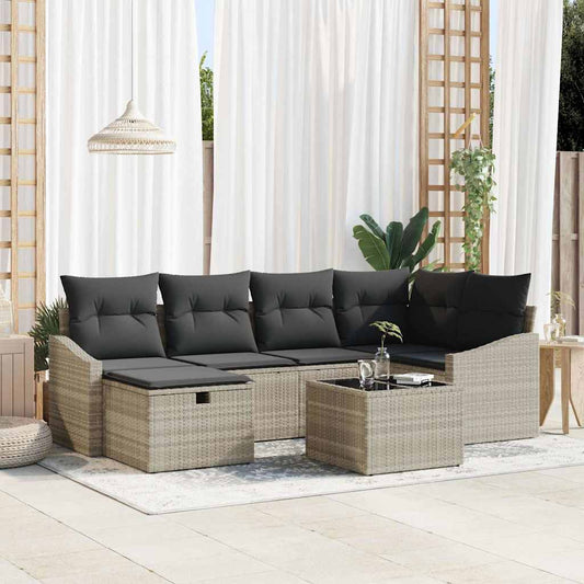 Conjunto de Sofá de Jardim 7 pcs Cinzento-claro 55 x 62 x 69 cm