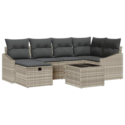 Conjunto de Sofá de Jardim 7 pcs Cinzento-claro 55 x 62 x 69 cm