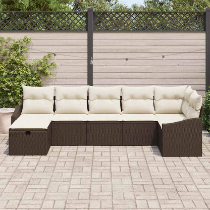 Conjunto de Sofá de Jardim 7 pcs Castanho 55 x 62 x 69 cm