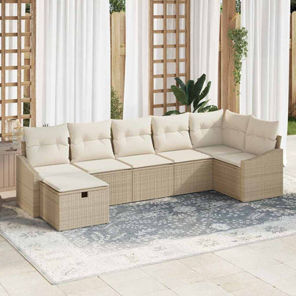 Conjunto de Sofá de Jardim 7 pcs Bege 55 x 62 x 69 cm