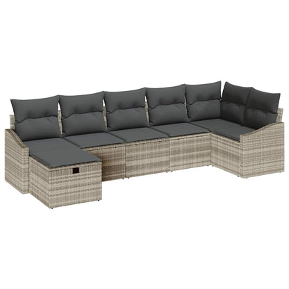 Conjunto de Sofá de Jardim 7 pcs Cinzento-claro 55 x 62 x 69 cm