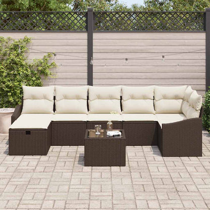 Conjunto de Sofá de Jardim 8 pcs Castanho 55 x 62 x 69 cm