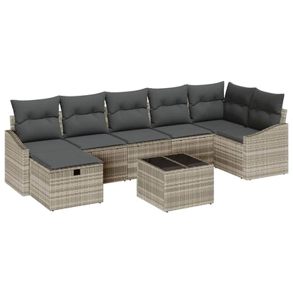 Conjunto de Sofá de Jardim 8 pcs Cinzento-claro 55 x 62 x 69 cm