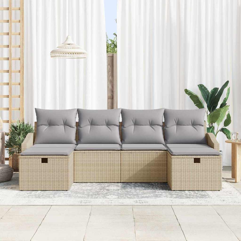 Conjunto de Sofá de Jardim 6 pcs Bege 55 x 62 x 69 cm