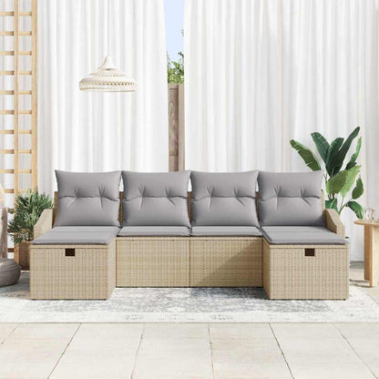 Conjunto de Sofá de Jardim 6 pcs Bege 55 x 62 x 69 cm