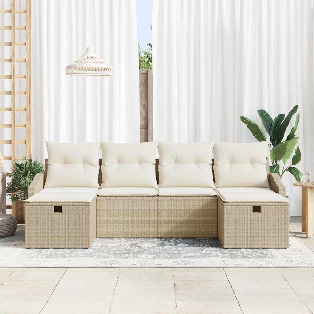 Conjunto de Sofá de Jardim 6 pcs Bege 55 x 62 x 69 cm