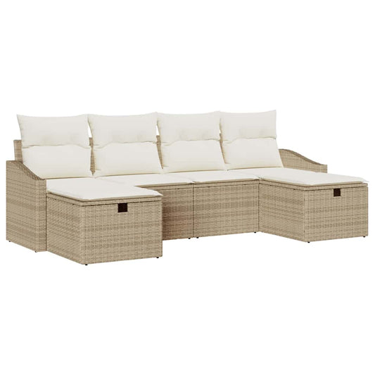 Conjunto de Sofá de Jardim 6 pcs Bege 55 x 62 x 69 cm