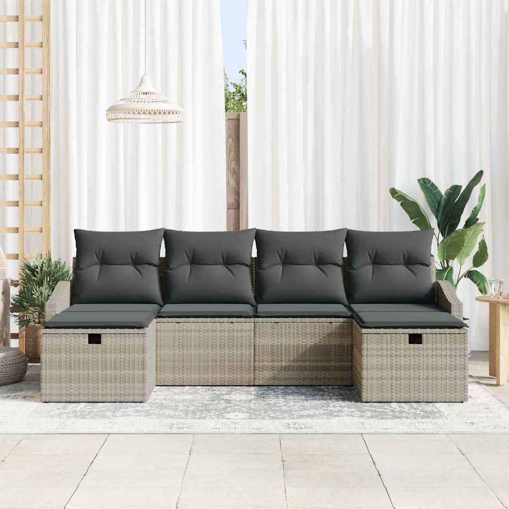 Conjunto de Sofá de Jardim 6 pcs Cinzento-claro 55 x 62 x 69 cm
