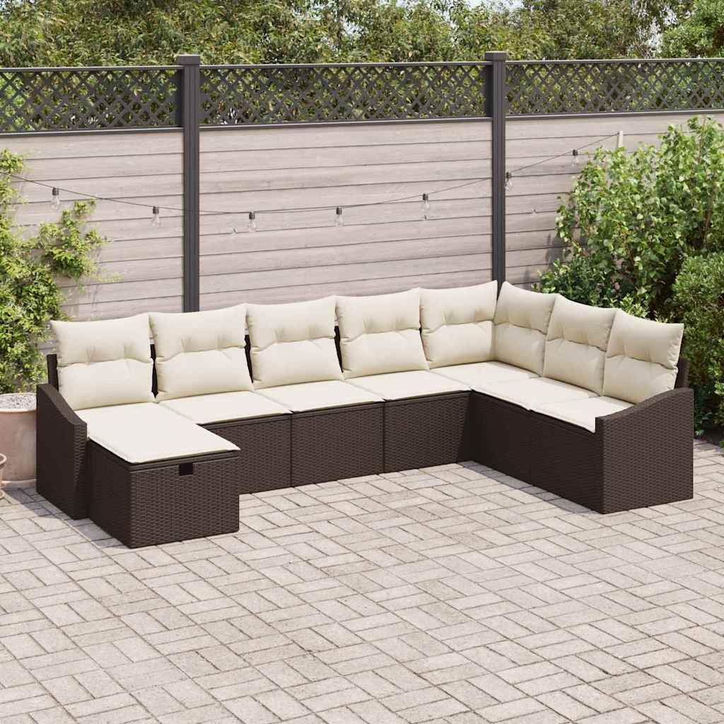 Conjunto de Sofá de Jardim 8 pcs Castanho 55 x 62 x 69 cm