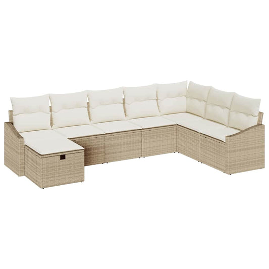 Conjunto de Sofá de Jardim 8 pcs Bege 55 x 62 x 69 cm