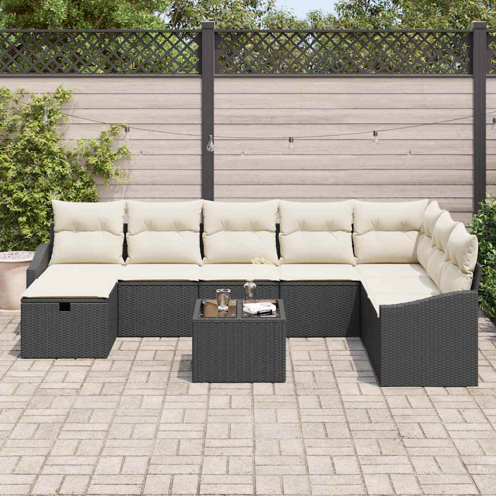 Conjunto de Sofá de Jardim 9 pcs Preto 55 x 62 x 69 cm