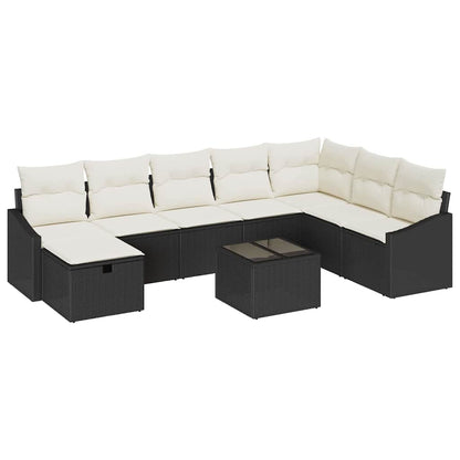 Conjunto de Sofá de Jardim 9 pcs Preto 55 x 62 x 69 cm