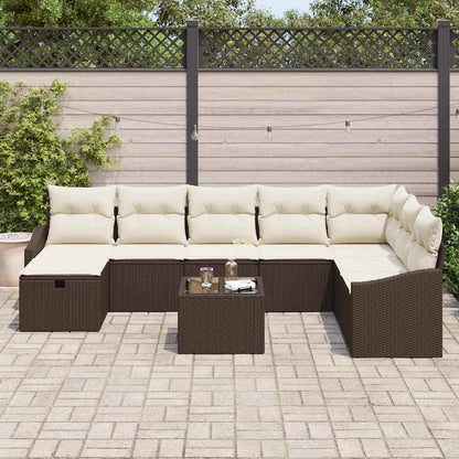 Conjunto de Sofá de Jardim 9 pcs Castanho 55 x 62 x 69 cm