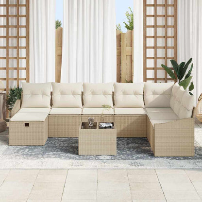 Conjunto de Sofá de Jardim 9 pcs Bege 55 x 62 x 69 cm